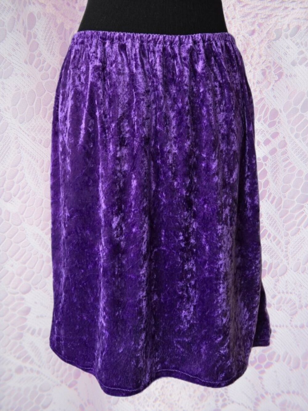Boho Purple Velvet A-Line Skirt Vintage-Style Midi Length Purple Skirt